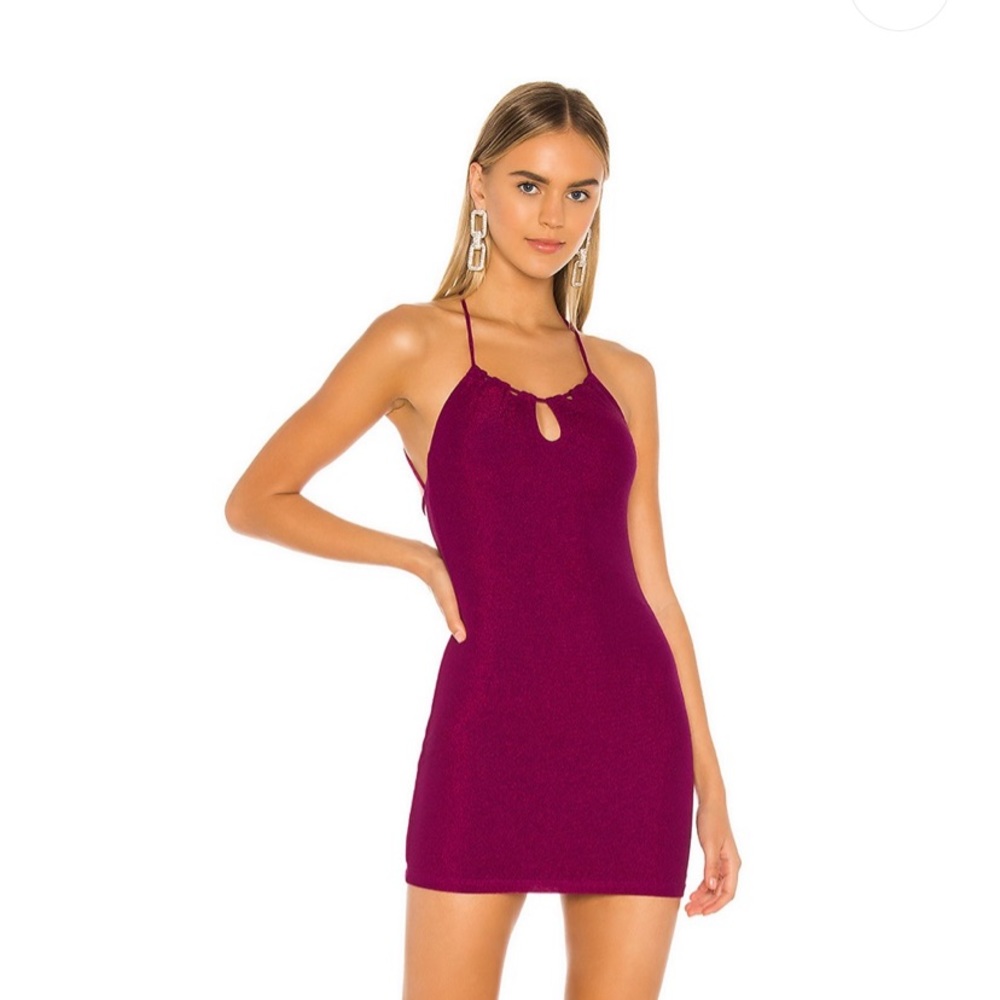 Halle Cross Back Dress in Fuchsia Metallic